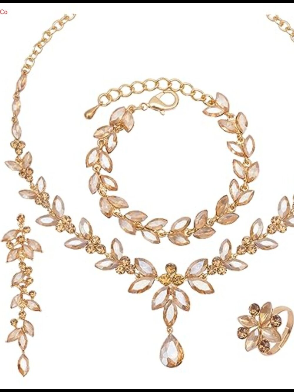 Elegant Austrian Crystal Rhinestone Wedding Jewelry Set Necklace Bracelet